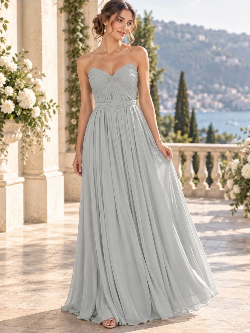 Jenny Yoo Collection Mira Convertible Strapless Chiffon Gown Size 6